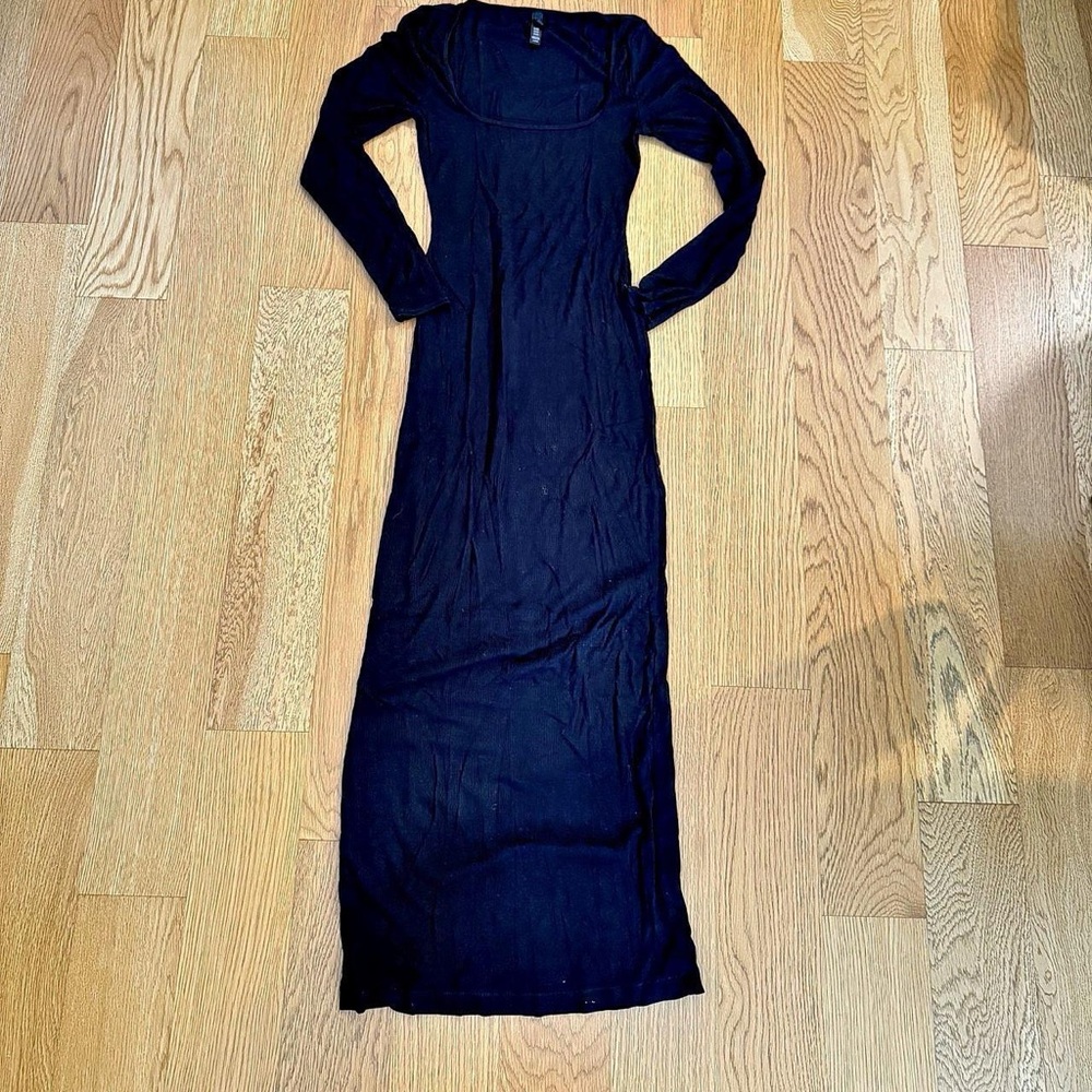 SKIMS Long Sleeve Rib Dress Black Women L